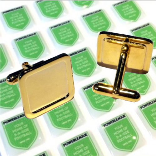 Cufflink Pair Square 16mm gold and printed domes